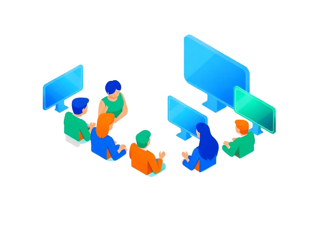 Illustration of bankers in a community discussion